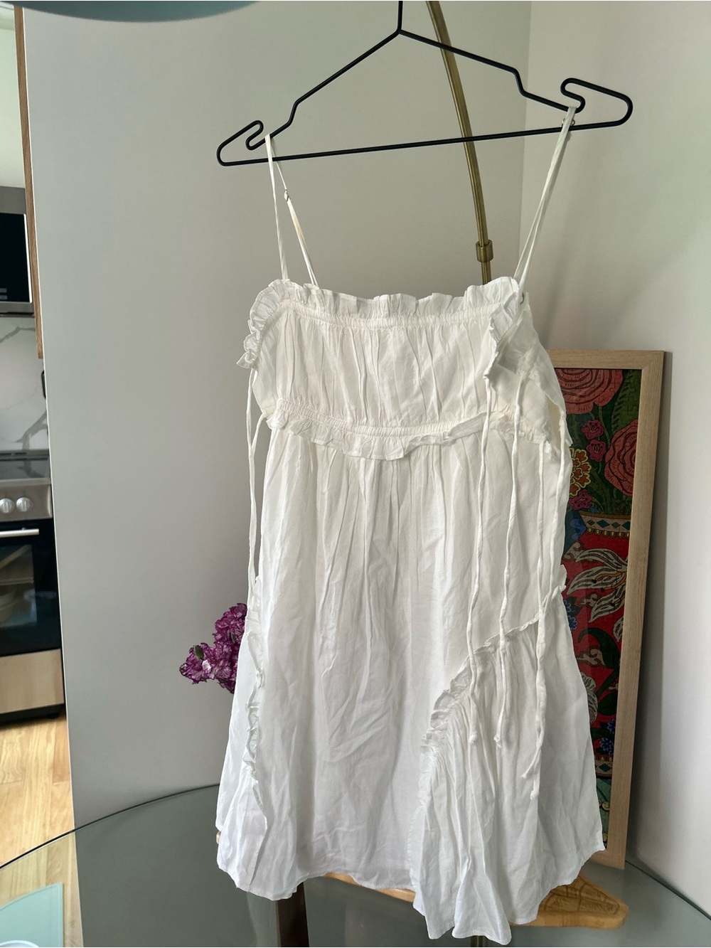 ASOS White Ruffled Spaghetti Strap Sundress